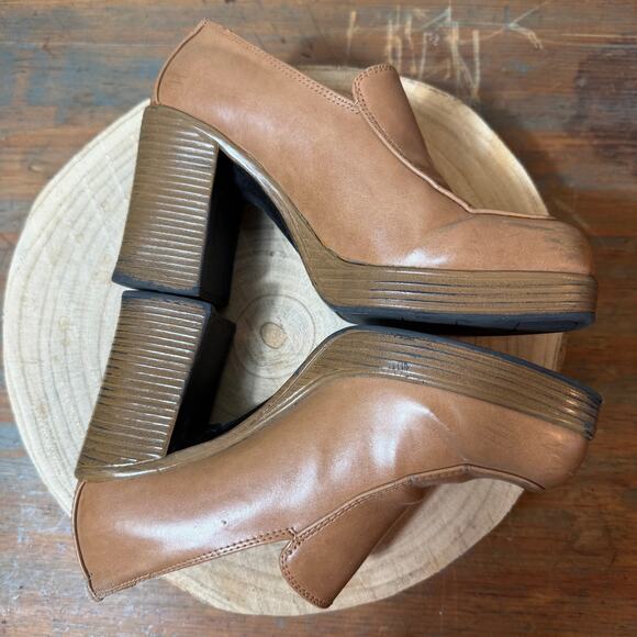 Vintage Tan 90’s Y2K platform Loafers Oxfords Tan Spice Girlies - Picture 6 of 11